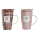 DKD Home Decor Chávena para Infusão Cerâmica Cor de Rosa Castanho Pp (12 x 8,5 x 15 cm) (540 ml) (2 Unidades) - S3036872