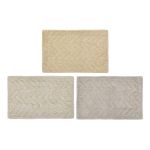 Tapete DKD Home Decor de Banho Bege Algodão Branco Marrom Claro (60 x 40 x 1 cm) (3 Unidades) - S3036701