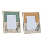 DKD Home Decor Moldura de Fotos Cristal Madeira Laranja Terracota Verde (22 x 3 x 27 cm) (13 x 18 cm) (2 Unidades) - S3032057