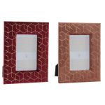 DKD Home Decor Moldura de Fotos Roxo Cor de Rosa Dourado Madeira Poliéster Geométrico (2 Unidades) (18 x 2 x 23 cm) - S3031832