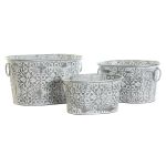 DKD Home Decor Conjunto de Vasos Mosaico Cinzento Metal Branco Árabe (45 X 30,5 X 26 cm) - S3034526