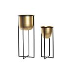 DKD Home Decor Conjunto de Vasos Preto Dourado Metal Moderno (20 X 20 X 50,5 cm) - S3034680