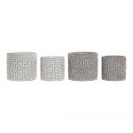 DKD Home Decor Conjunto de Vasos Cinzento Cimento Branco Moderno Geométrico (2 Unidades) (17 X 17 X 15 cm) - S3023992
