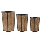 DKD Home Decor Conjunto de Vasos Natural Preto Metal Rotim (35 X 35 X 69 cm) - S3032173