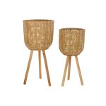 DKD Home Decor Conjunto de Vasos Castanho Bambu Tropical (36 X 36 X 78 cm) - S3034515
