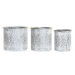 DKD Home Decor Conjunto de Vasos Mosaico Cinzento Metal Branco Árabe (25 X 25 X 21,5 cm) - S3034532