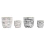 DKD Home Decor Conjunto de Vasos Cinzento Cimento Branco Colonial (16 X 16 X 15 cm) (2 Unidades) - S3034723