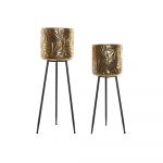 DKD Home Decor Conjunto de Vasos Dourado Metal Verde (30 X 30 X 80.5 cm) (25 X 25 X 68 cm) (2 Pcs) - S3024044
