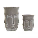DKD Home Decor Conjunto de Vasos Cimento Cinzento Claro (16,5 X 16,5 X 23,5 cm) - S3023921