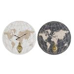 DKD Home Decor Relógio de Parede Preto Bege Metal MDF Mapa do Mundo (58 x 8 x 58 cm) - S3037703