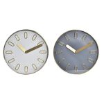 DKD Home Decor Relógio de Parede Cristal Cinzento Dourado Alumínio Branco (35,5 x 4,2 x 35,5 cm) - S3037695