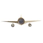 DKD Home Decor Relógio de Parede Avião Preto Dourado Ferro (145 x 20 x 43 cm) - S3037688