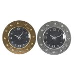 DKD Home Decor Relógio de Parede Cristal Prateado Preto Dourado Ferro (48,5 x 6 x 48,5 cm) - S3037686