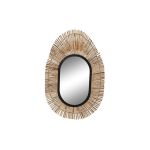 DKD Home Decor Espelho de Parede Espelho Natural Preto Metal Rotim (63 x 1,5 x 92 cm) - S3032175