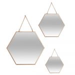 EDM Set 3 Espelhos Ouro Hexagonales 19,8x17,5cm/25x22. - EDM83725