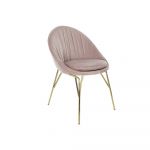 DKD Home Decor Cadeira de Sala de Jantar Cor de Rosa Dourado Metal Poliéster (60 x 60 x 85 cm) - S3023262