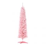Homcom Árvore de Natal Artificial 180cm Ignífugo com 390 Ramos de Pvc e Suporte de Metal Decoração de Natal para Interiores Rosa
