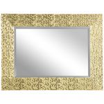 HomCom Espelho de Parede 80x60cm Espelho Decorativo com 4 Ganchos e Estrutura de Mosaico 3D Estilo Moderno Dourado