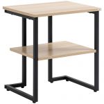 HomCom Mesa Auxiliar de 2 Níveis Mesa Auxiliar para Sala de Estar Dormitório Escritório Estilo Moderno 45x35x48cm Madeira e Preto