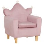 HomCom Poltrona Infantil Mini Sofá para Crianças Acima de 3 Anos com Assento Acolchoado Apoio para os Braços 45kg 50x42x58cm Rosa