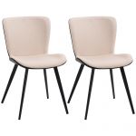 HomCom Conjunto de 2 Cadeiras de Sala de Jantar Estofadas em Pu e Pés de Aço Carga Máxima 150kg 47,5x58x79,5cm Rosa Claro