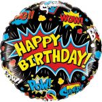 Qualatex Balão Foil 18" Happy Birthday Super Hero Black - 020088148