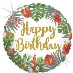 Grabo Balão Foil 18" Happy Birthday Tropical com Flores - 460036805