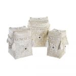 DKD Home Decor Conjunto de Cestas Branco Bambu Conchas (24 x 24 x 30 cm) (3 Peças) - S3029045