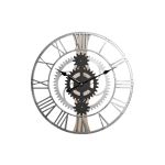 DKD Home Decor Relógio de Parede Prateado Preto MDF Ferro Engrenagens Loft (60 x 4 x 60 cm) - S3037754