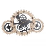 DKD Home Decor Relógio de Parede Natural Preto MDF Engrenagens (70 x 4 x 45 cm) - S3037716