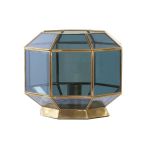 DKD Home Decor Candeeiro de Mesa Cristal Azul Dourado 220 V Latão 50 W Moderno (29 x 29 x 25 cm) - S3031618