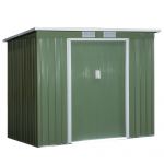 Outsunny Abrigo de Jardim 213x130x173cm Abrigo de Exterior de Aço Galvanizado com Porta Corredeira e Ventilações Verde