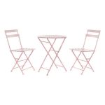 DKD Home Decor Conjunto de Mesa com 2 Cadeiras Cor de Rosa Metal (3 Pcs) - S3012883