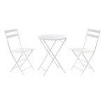 DKD Home Decor Conjunto de Mesa com 2 Cadeiras Branco Metal (3 Pcs) - S3012824