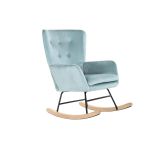 DKD Home Decor Cadeira de Baloiço Natural Preto Metal Poliéster Celeste (68 x 90 x 92 cm) - S3034040