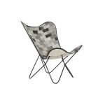 DKD Home Decor Cadeira Preto Cinzento Bege Metal Pele Branco (74 x 70 x 90 cm) - S3033109