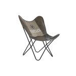 DKD Home Decor Cadeira Cinzento Algodão Pele Vintage (76 x 76 x 96 cm) - S3032179