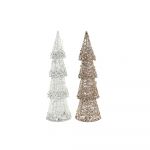 DKD Home Decor Decoração Luminosa Natal Champanhe Árvore Branco (14 x 14 x 50 cm) (2 Unidades) - S3036366