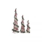 DKD Home Decor Decoração Natal led Cones 3 Peças Rotim Nevado (20 x 20 x 80 cm) - S3035377