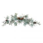 DKD Home Decor Grinalda de Natal Metal Castanho Branco Verde Pvc Vogel Nevado (80 x 11 x 20 cm) - S3035164