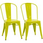 HomCom Conjunto de 2 Cadeiras com Estrutura de Aço Conjunto de Cadeiras Modernas com Encosto 45x51,5x85cm Verde