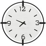HomCom Relógio de Parede Silencioso de Ø42,5 Relógio de Parede de Metal e Madeira Estilo Moderno Decoração Branco