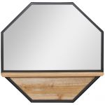HomCom Espelho Decorativo de Parede 61x61cm Espelho Octógono com Prateleira de Armazenamento para Sala de Estar Entrada Preto