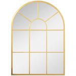 HomCom Espelho Decorativo de Parede 50x70cm Espelho de Metal para Sala de Jantar Dormitório Entrada Estilo Moderno Dourado
