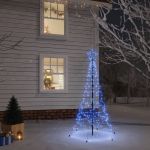 Árvore de Natal com Espigão 200 Luzes LED 180 cm Azul - 343569