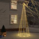 Árvore de Natal com Espigão 310 Luzes LED 300 cm Branco Quente - 343554