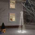 Árvore de Natal com Espeto 108 Luzes LED 180 cm Branco Frio - 343551