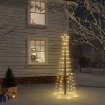 Árvore de Natal com Espeto 108 Luzes LED 180 cm Branco Quente - 343550
