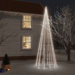 Árvore de Natal em Cone 732 Luzes LED 160x500 cm Branco Frio - 343495