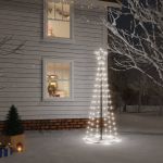 Árvore de Natal em Cone 108 Luzes LED 70x180 cm Branco Frio - 343487